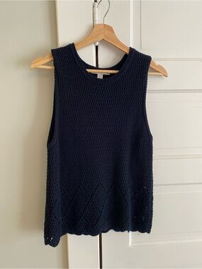 Autumn Cashmere Navy Sleeveless Knit Shell